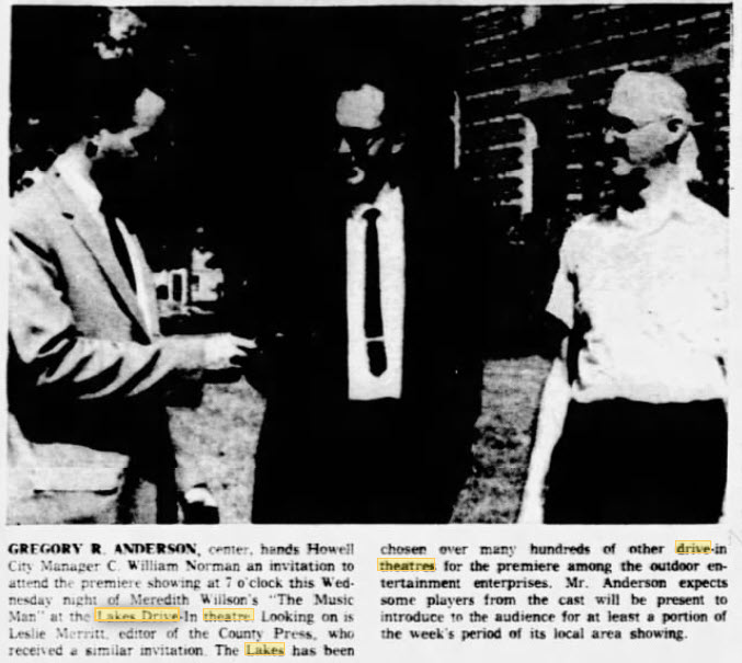 Lakes Drive-In Theatre - 29 Aug 1962 Article